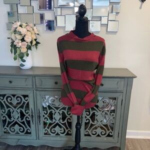 Nightmare on Elm Street Striped Red and Green Sweater